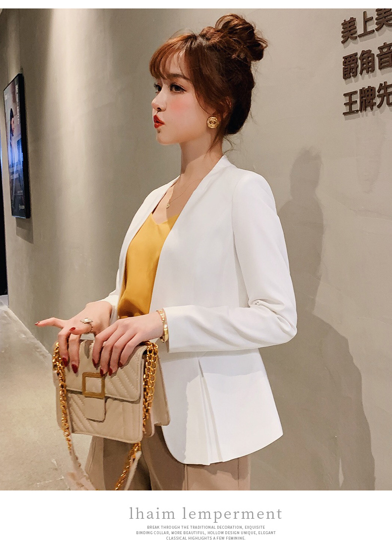 黛 2019 Xuân-Hè 2018 phiên bản mới của Hàn Quốc cho bộ đồ công sở nữ tự phục vụ là áo khoác mỏng mỏng màu nhỏ phù hợp với áo khoác - Business Suit mẫu áo khoác nữ đẹp 2021