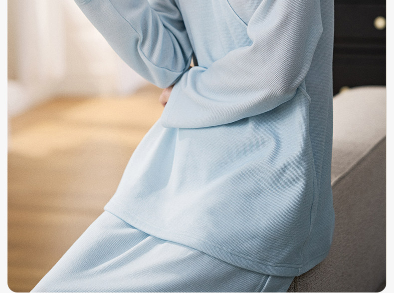 Manxi Autumn and Winter Camellia Waffle Nursing Clothes Yoga Sports Wearable Postpartum Outfit Maternity Homewear Set — 18