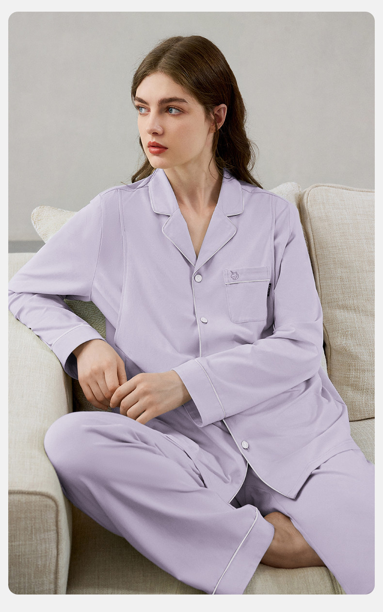 嫚熙秋冬季纯棉吸汗月子服孕妇产妇哺乳带胸垫睡衣产后喂奶家居服 — 16