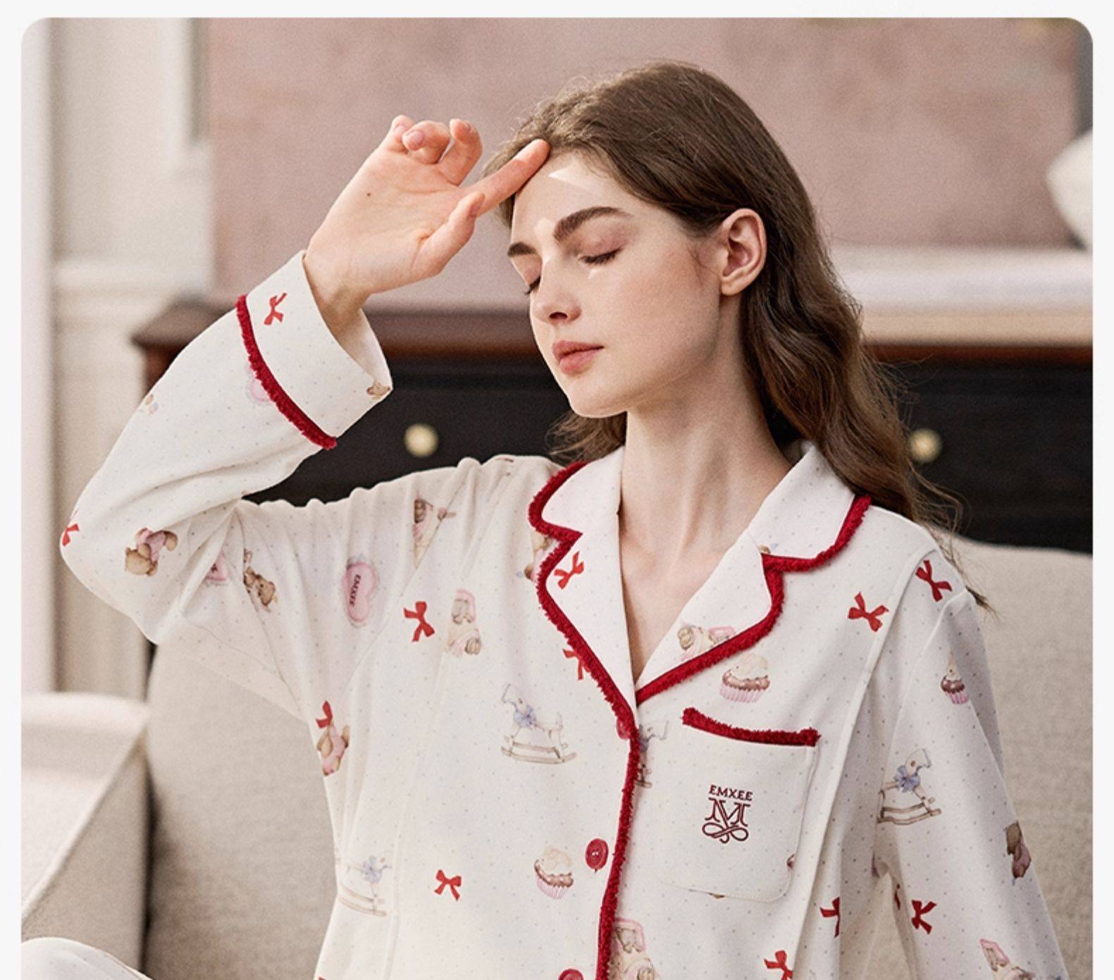 Manxi Maternity Pajamas Autumn/Winter Volcanic Flannel Pure Cotton Sleepwear Warm Nursing Homewear Set for Postpartum Women — 53