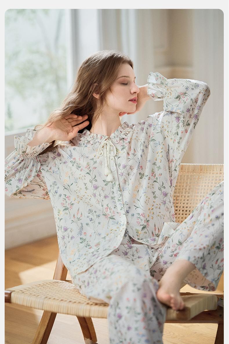 嫚熙夏季牛油果纱罗月子服孕妇果纱睡衣产后哺乳家居服套装 — 23