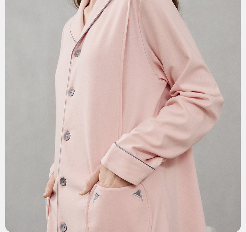 嫚熙秋冬季纯棉吸汗月子服孕妇产妇哺乳带胸垫睡衣产后喂奶家居服 — 37