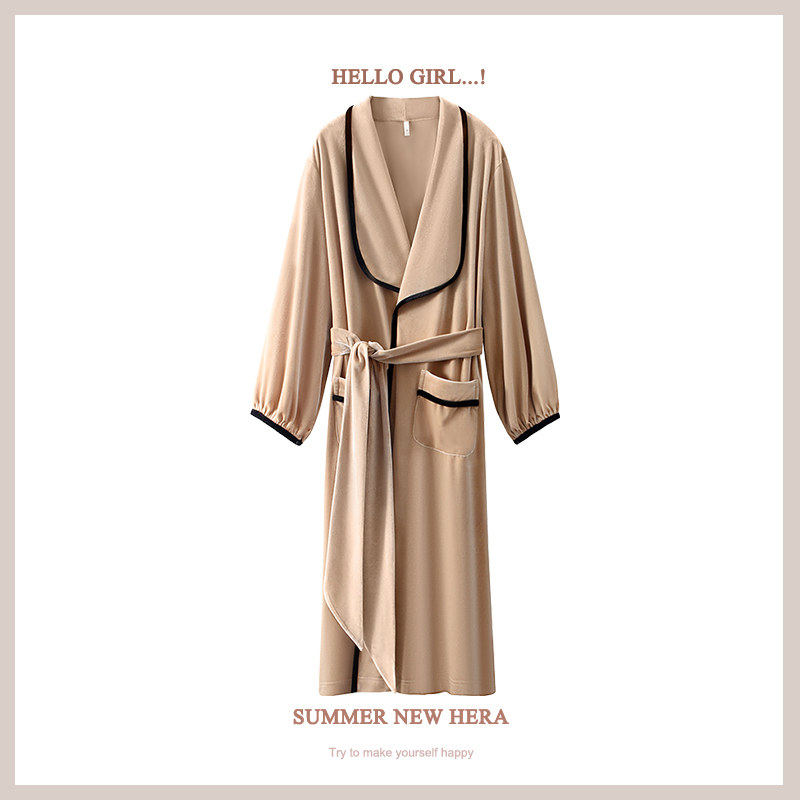 New Sleepwear Woman Winter Gold Velvet Day Ensemble Design Sensation Bathrobe Fashion Flipped long sleeves Home clothes Spring and autumn morning gown