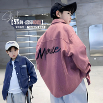 Boys Street Shirts Spring and Autumn 2024 New Childrens and Big Childrens Autumn Workwear Jackets Trendy Cool Handsome Boys Autumn Clothes
