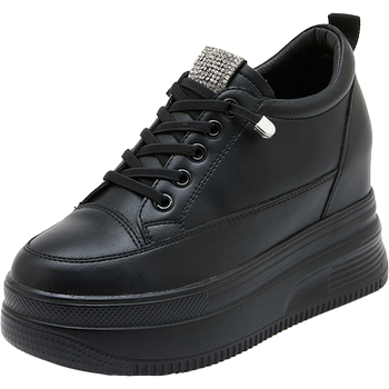 Casual height increasing lightweight black shoes