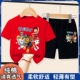 (Хлопок) Wangwang Team Red Short T+Black Shorts