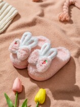 Japanese GP Children Cotton Slippers Girls Cute Parenting Kid Indoor Home Warm Wool Tug Winter