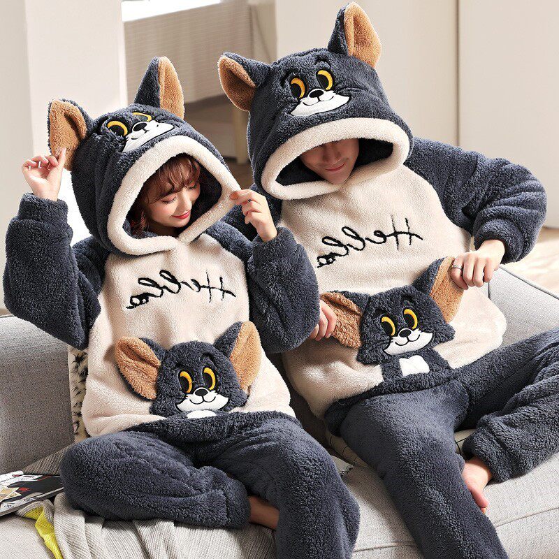 Japan JULIPET lovers sleepwear autumn and winter coral suede pyjamas women thicken plus suede winter home men's clothing