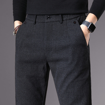 Wool long pants mens pants 2021 spring new mens casual pants Korean version of the trend slim small feet spring and summer mens pants