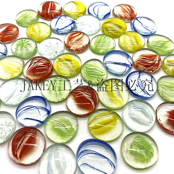 Glass ball five-color glass beads flat bead pinball cobblestone transparent small stone fish tank decorative patch