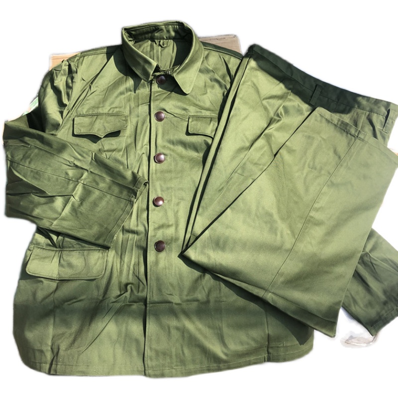 Brand new reengrave version 65-style polyester card suit 78 type rubber wood buttoning up green hood suit pants winter multi-pocket labor conserved