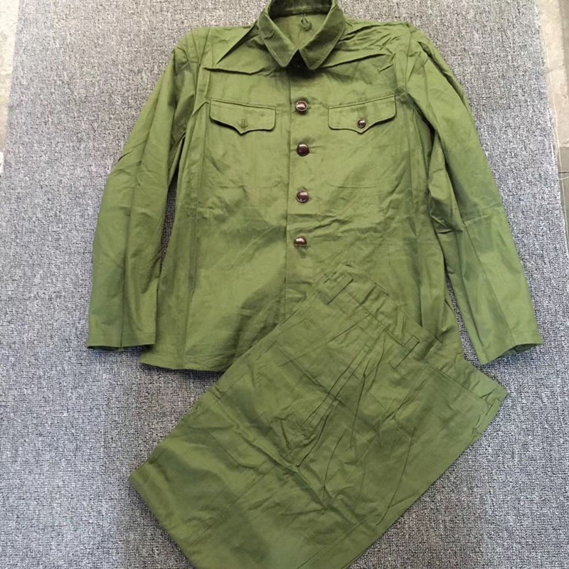 New genuine products 65 Gum Wood Buckle Winter Polyester Card Suit 78 Hood Clothing Hood Pants Military Green Zhongshan Clothing Veteran collection