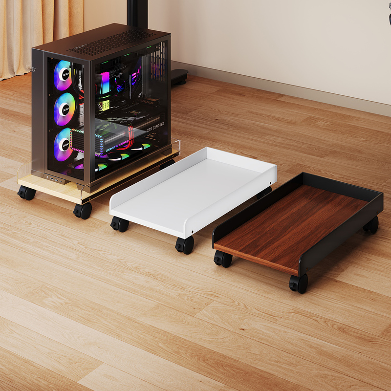Computer Tower Stand Desktop Case Storage Cabinet Bracket Tray Base Rack Organizer with Wheels Movable