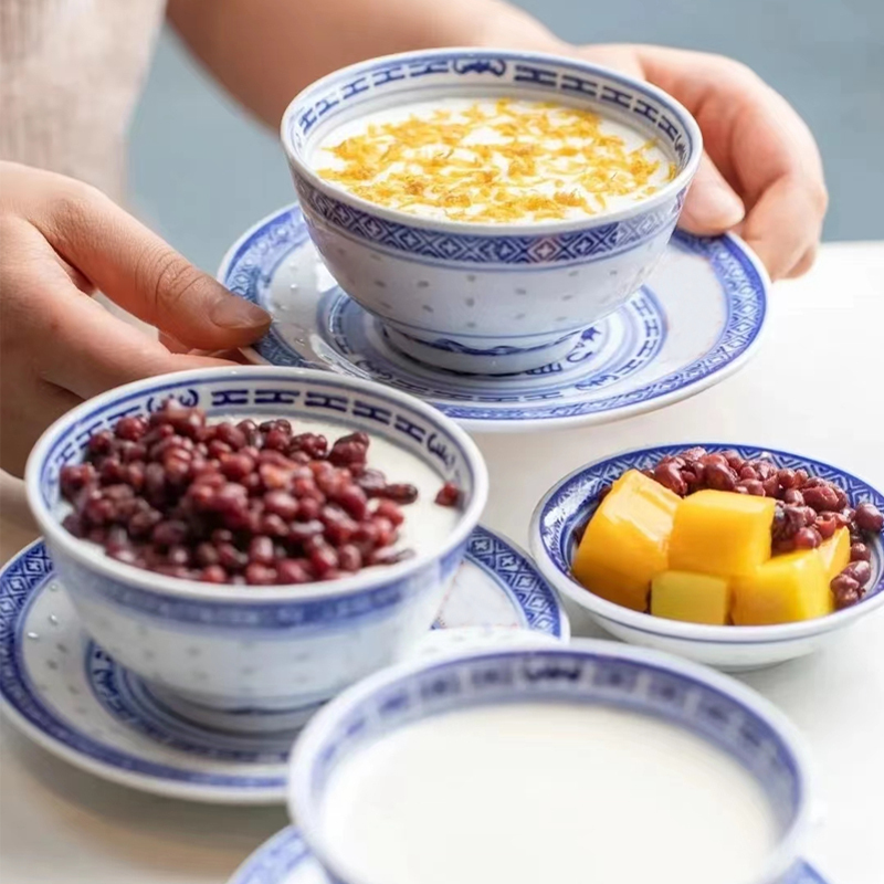 Sugar Water Bowl, Cantonese Ginger Milk Bowl, Double-Skin Milk Special Bowl, Commercial Ceramic Bowl, Jingdezhen Blue and White Porcelain Dessert Bowl