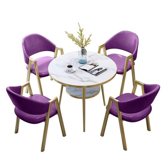 리셉션 간단한 영업 부서 협상 테이블과 의자 조합 작은 원형 테이블 커피 숍 밀크티 숍 테이블과 의자 작은 아파트 식탁