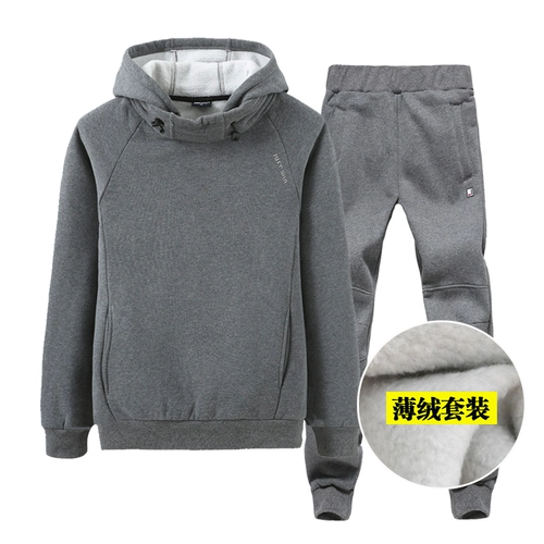 Демисезонный комплект для влюбленных, бархатная толстовка с капюшоном, трендовый утепленный спортивный костюм для отдыха