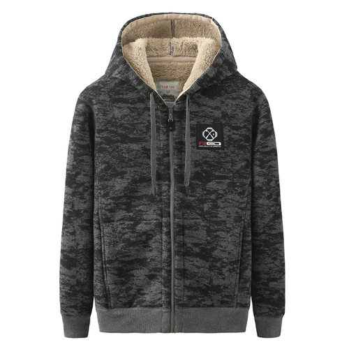 Зимняя бархатная камуфляжная удерживающая тепло трендовая утепленная толстовка с капюшоном для отдыха, большой размер