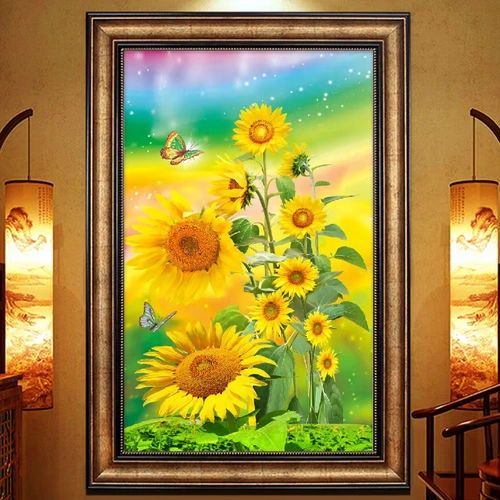 5D Новая бриллиантовая живопись AB Alien Diamond Emelcodery Sunflower Новая гостиная крыльца вертикальная вертикальная версия Diamond Cross Stitch слегка