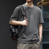 Хлопковая однотонная белая футболка с коротким рукавом, из ворсистого хлопка