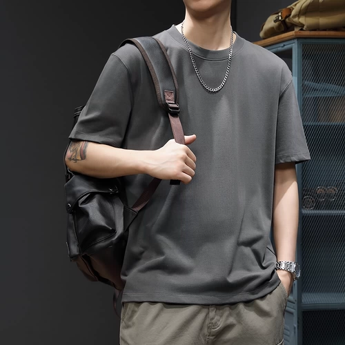 Хлопковая однотонная белая футболка с коротким рукавом, из ворсистого хлопка