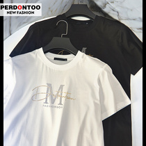 Heavy Industry European T-shirt Mens Short Sleeve Summer New Ice Silk Light Luxury Thin Tide Tide Brand European Station Ice Sight Top