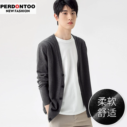 Трикотажная рубашка для отдыха, свитер, осенняя тонкая куртка, V-образный вырез