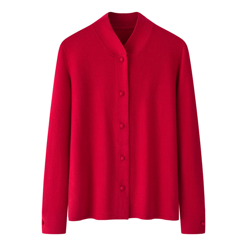 2024 New Autumn and Winter Cashmere Sweater Women's Cardigan Wedding Cashmere Sweater Red Zodiac Year Inner Mongolia