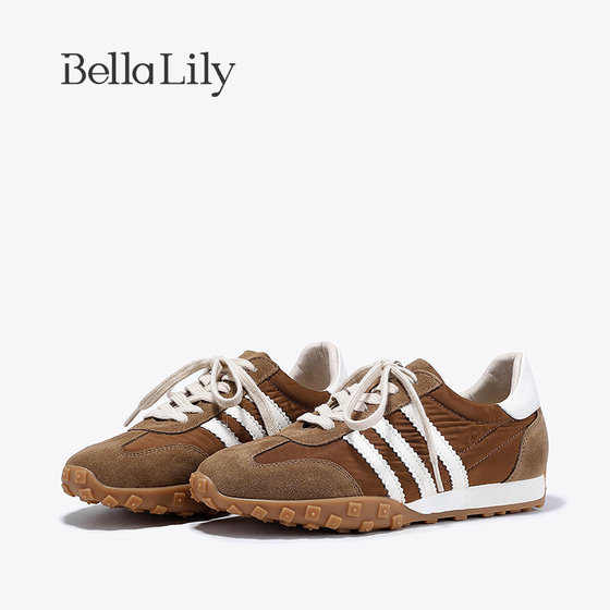 BellaLily2023 새로운 겨울 클래식 삼선 포레스트 검프 신발 여성용 경량 아빠 신발 플랫 스니커즈