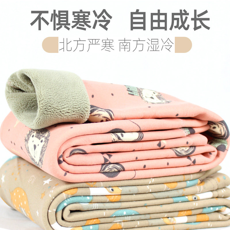 Children Warm Pants Boy Double Layer Plus Suede Thickened Sanitary Pants Girl Cotton Wool Pants CUHK Baby Boy Inside Wearing Sanitary Pants