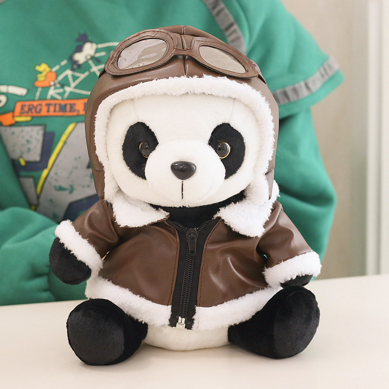 Authentic Leather Pilot Panda Plush Toy Birthday Gift Cute Doll Same Style as Chengdu Base Authentic Leather Pilot Panda Plush Toy Birthday Gift Cute Doll Same Style as Chengdu Base
