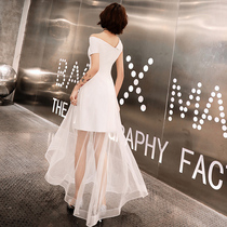 Very fairy evening dress skirt femininity White banquet Noble sexy little dress Fairy department gas field queen long section