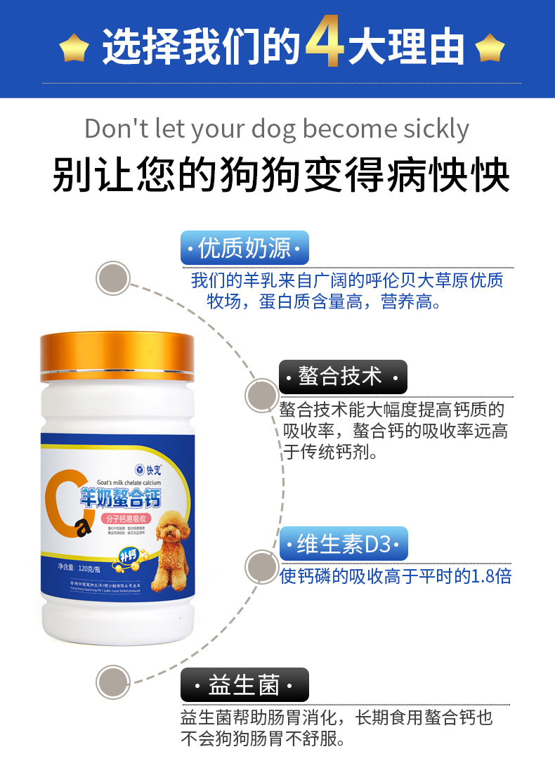 Viên canxi cho chó Jin Mao Teddy xương bổ sung bột canxi đặc biệt cho chó con mèo con mèo nhỏ vừa và lớn - Cat / Dog Health bổ sung sữa cho chó con mới sinh