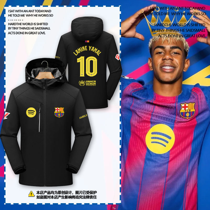 25-26 Season Barcelona Team Uniform No. 10 Yarmal Football Jacket Jacket for Men and Women Fans 25-26 Season Barcelona Team Uniform No. 10 Yarmal Football Jacket Jacket for Men and Women Fans