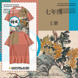 Primary and Middle School Chinese Textbooks Cover Quick-Drying Short-Sleeved T-Shirts for Male and Female Students, Ice Silk Cool Half-Sleeves