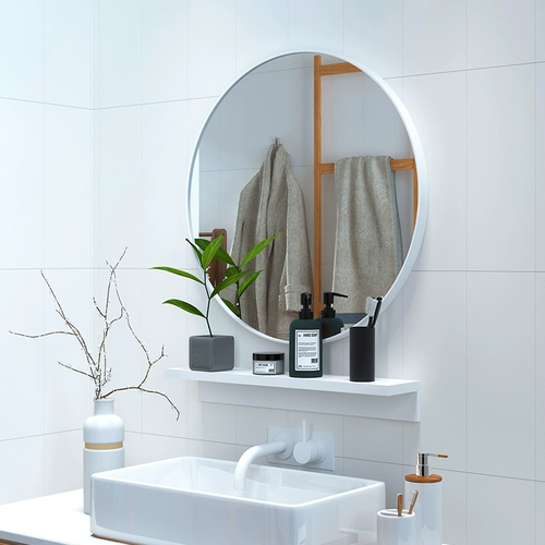 Зеркало в ванной комнате стена настенная зеркало без удара круглая зеркала наклеивание стена туалет туалет туалет туалет, умывание зеркала на полке ремешка