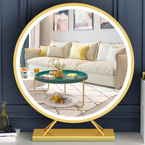 Net red dressing mirror large gold cosmetic mirror desktop LED light desktop home wall hanging Nordic ins with light