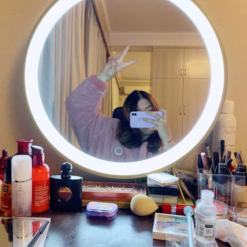 Large makeup mirror desktop led light filler dresser mirror desktop ins net red mirror beauty mirror with light bulb