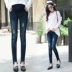 Bà bầu quần jeans xuân hè 2019 mới mặc quần thời trang nâng bụng khoét chân bó sát quần bà bầu - Phụ nữ mang thai quần / quần bụng