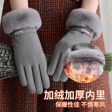 Перчатки 手套冬天女加绒春秋骑车ins可爱学生手套骑行冬季保暖防寒可触屏 Singlelady