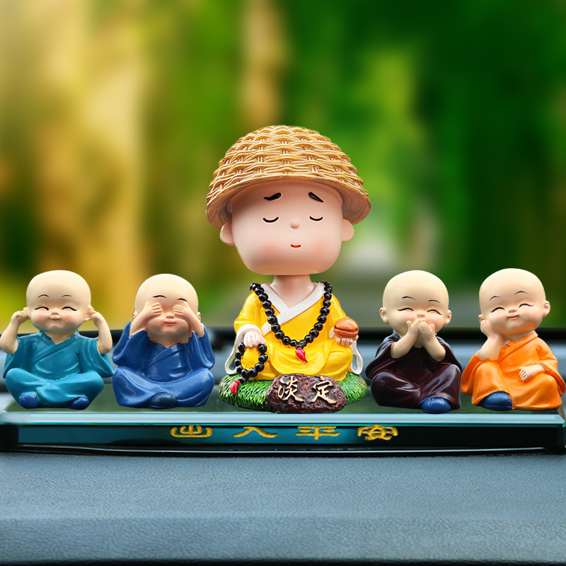 Car interior decoration four little monks car shaking head doll decoration car creative cute supplies Daquan