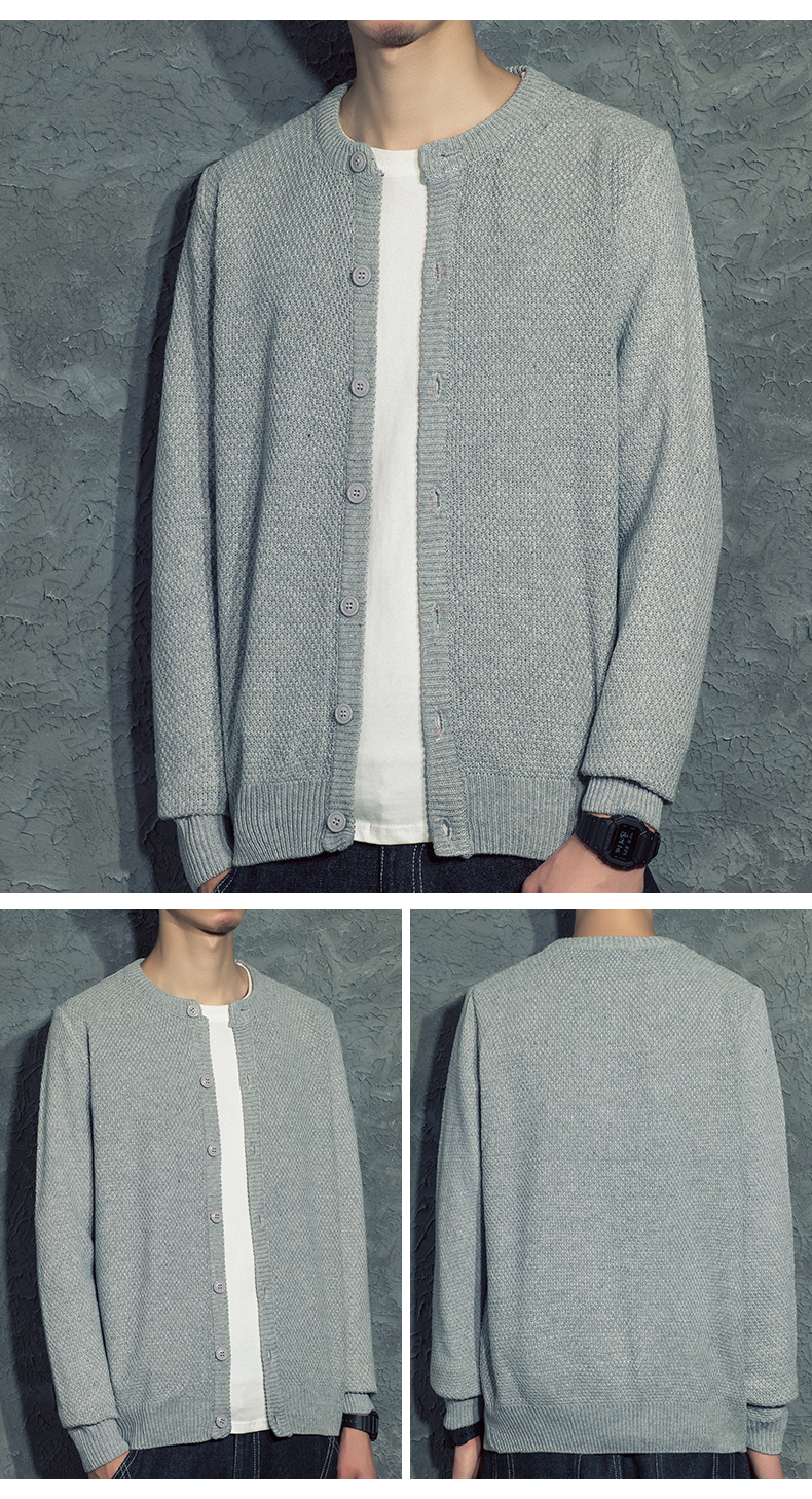 Qiu Ge 2018 thu đông mới màu rắn Nhật Bản cardigan nam áo len lỏng nam tăng trưởng tay áo len áo len nam áo khoác cardigan nam