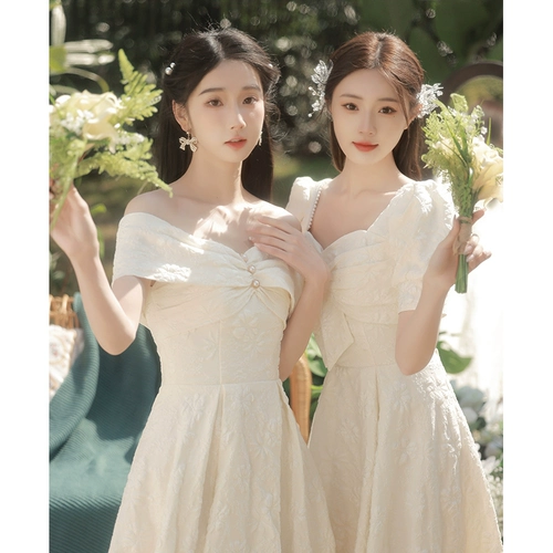 Костюм подружки невесты 2025 Новая свадебная подружка невесты Группа Шампанское китайская сестра Юбка обычно может носить платье на выпускной