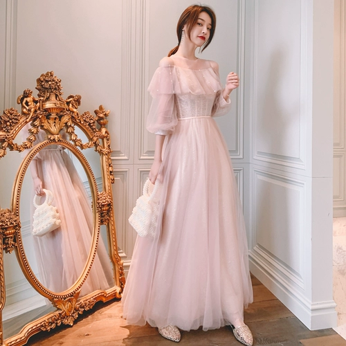 Розовое летнее платье подружки невесты, длинное вечернее платье, юбка, длина макси, простой крой