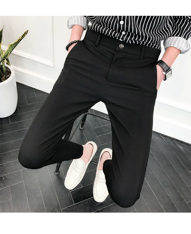 Áo phao mùa hè mới nam chất rắn màu chín quần âu phiên bản Hàn Quốc của xu hướng quần thun co giãn chân quần nam