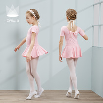 Shang Pinlin summer childrens short-sleeved dance costumes for childrens practice in one-piece ballet dress girls grade uniform buckle