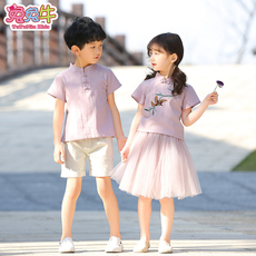 детская форма 幼儿园园服夏装儿童短袖毕业班服汉服中国风合唱服小学生校服套装