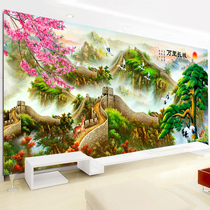 The Wanli Great Wall Cross embroidered 2021 new welcome passenger pine thread embroidered large living room Atmospheric landscape painting by hand itself embroidered