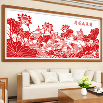 Lotus Jiuyu Tutu Cross embroidered 2022 new cut paper fish line embroidered modern Chinese rich and more than handmade yourself
