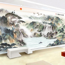Fuchun Mountain Gutu Cross embroidered 2022 new line embroidered large living room Atmospheric scenery landscape painting by hand itself embroidered