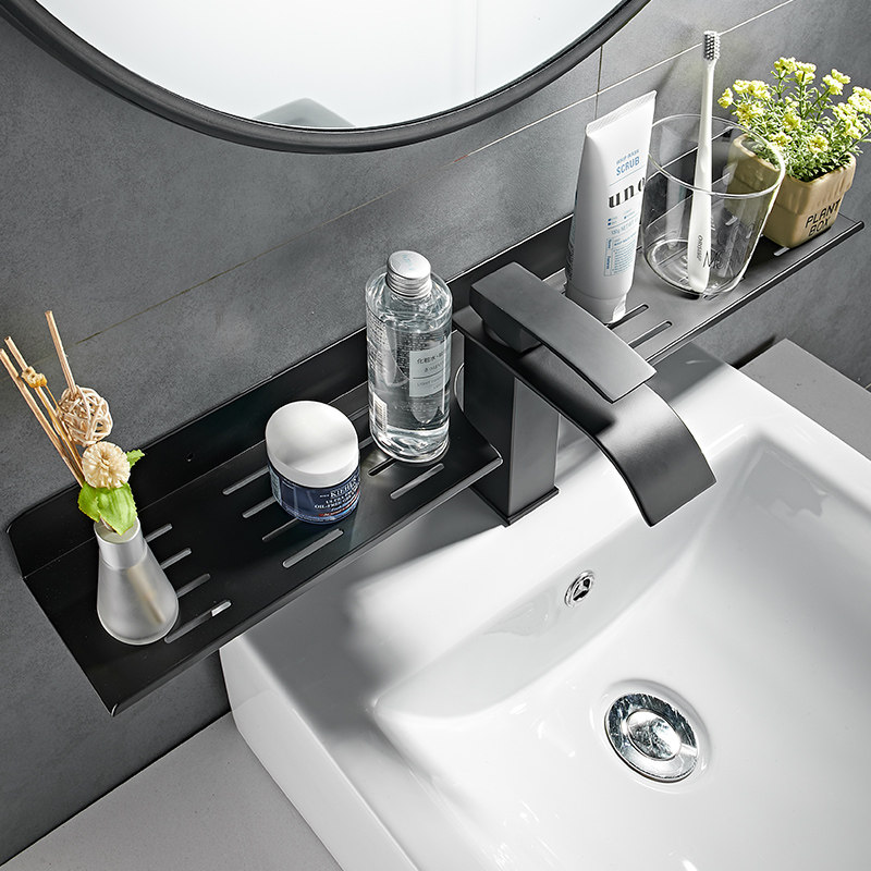 Cosmetic room washing table frame U faucet wall hanging free punched toilet bathroom handle shelf